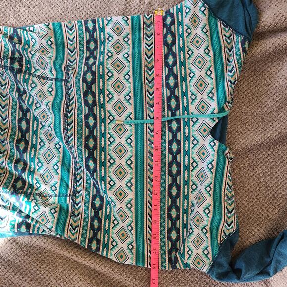 Panhandle Women's M  Boho Aztec Design Lightweight Hoodie Blue - Picture 5 of 6